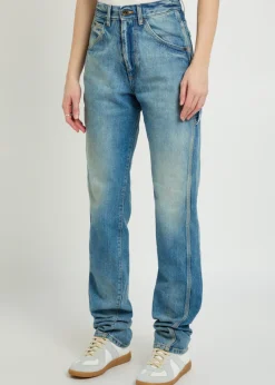 Twisted-seam straight-leg jeans