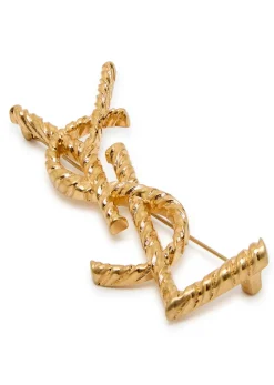 Twisted texture metal brooch