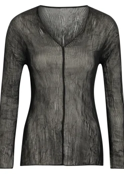 Twist V-neck semi-sheer chiffon top