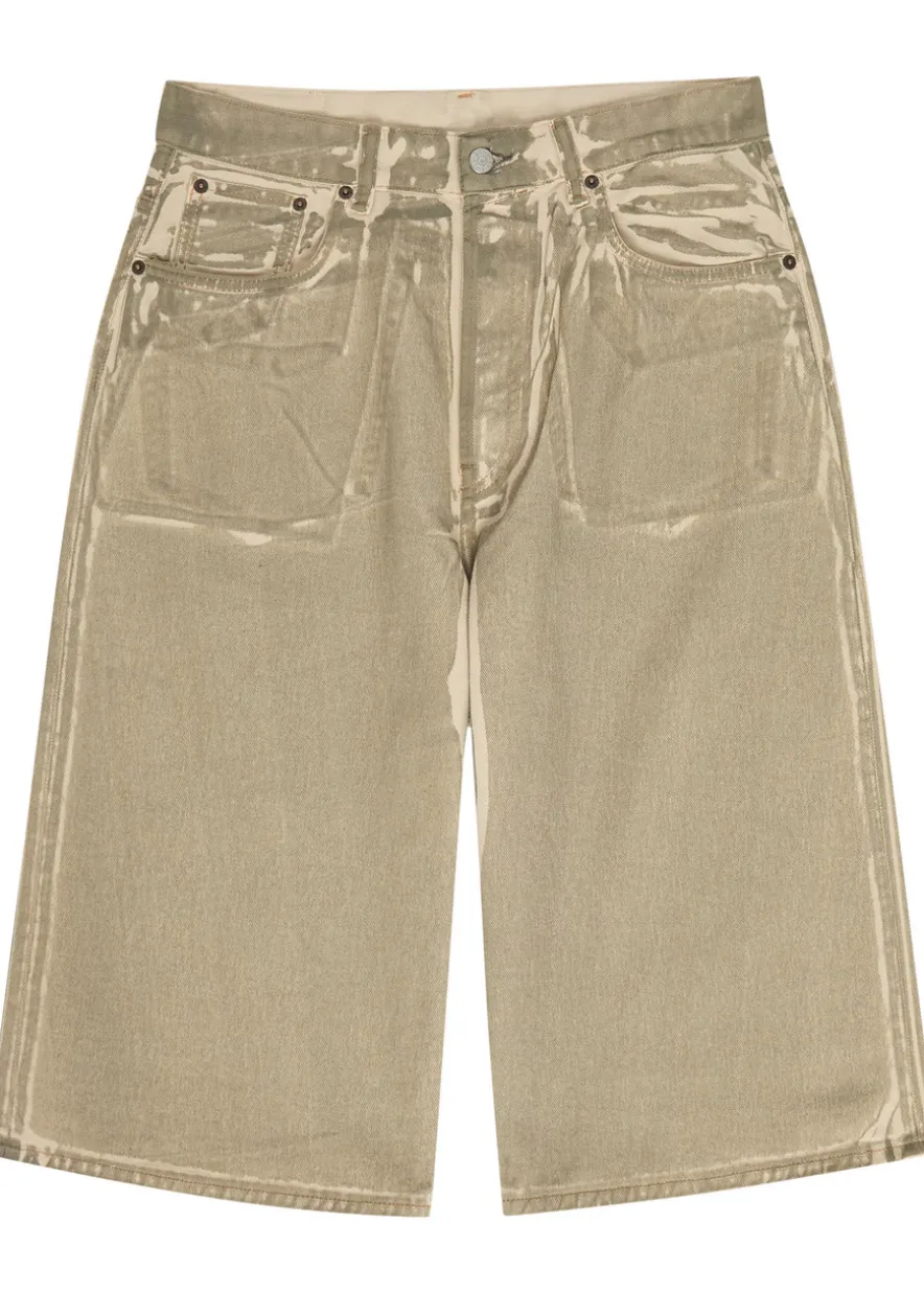 Two-tone denim shorts