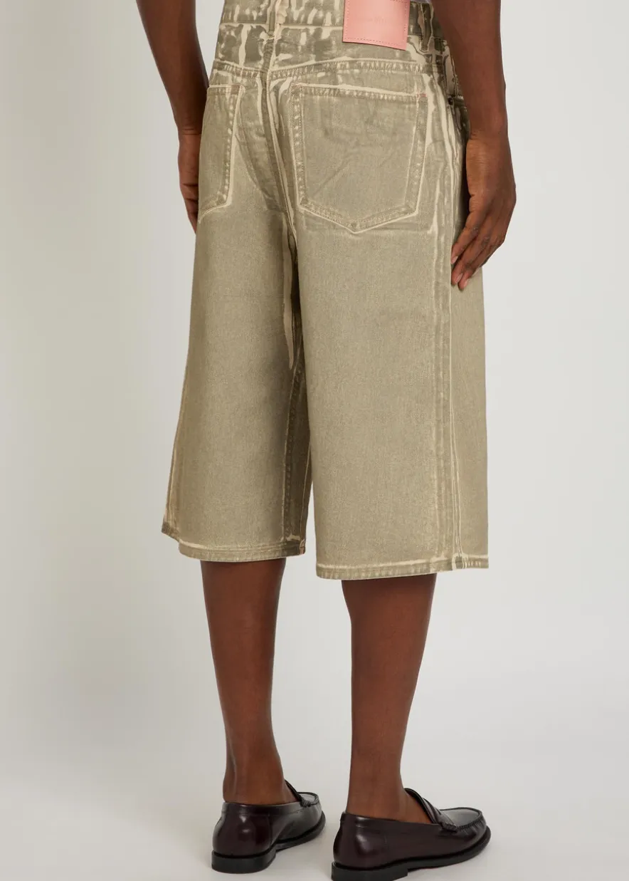 Two-tone denim shorts