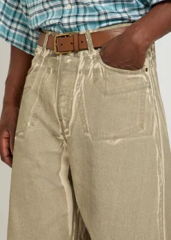 Two-tone denim shorts