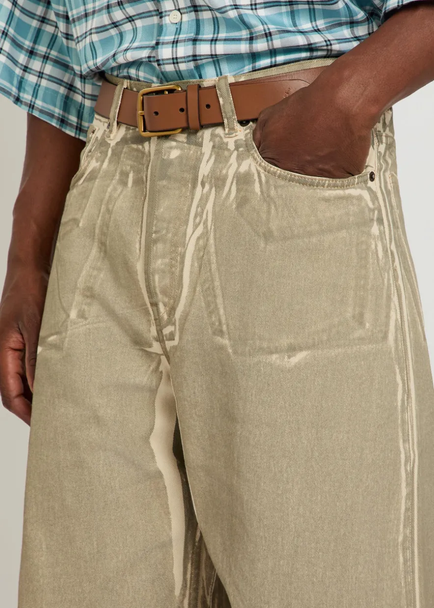 Two-tone denim shorts