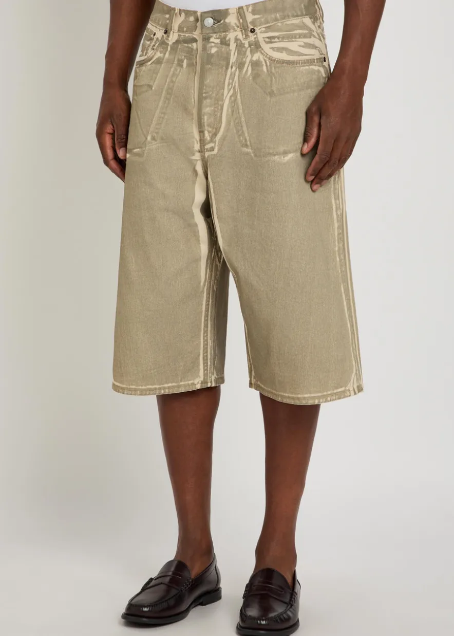 Two-tone denim shorts