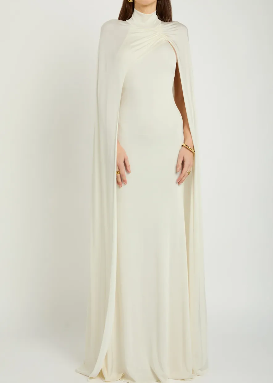 Umay cape-effect stretch-jersey gown