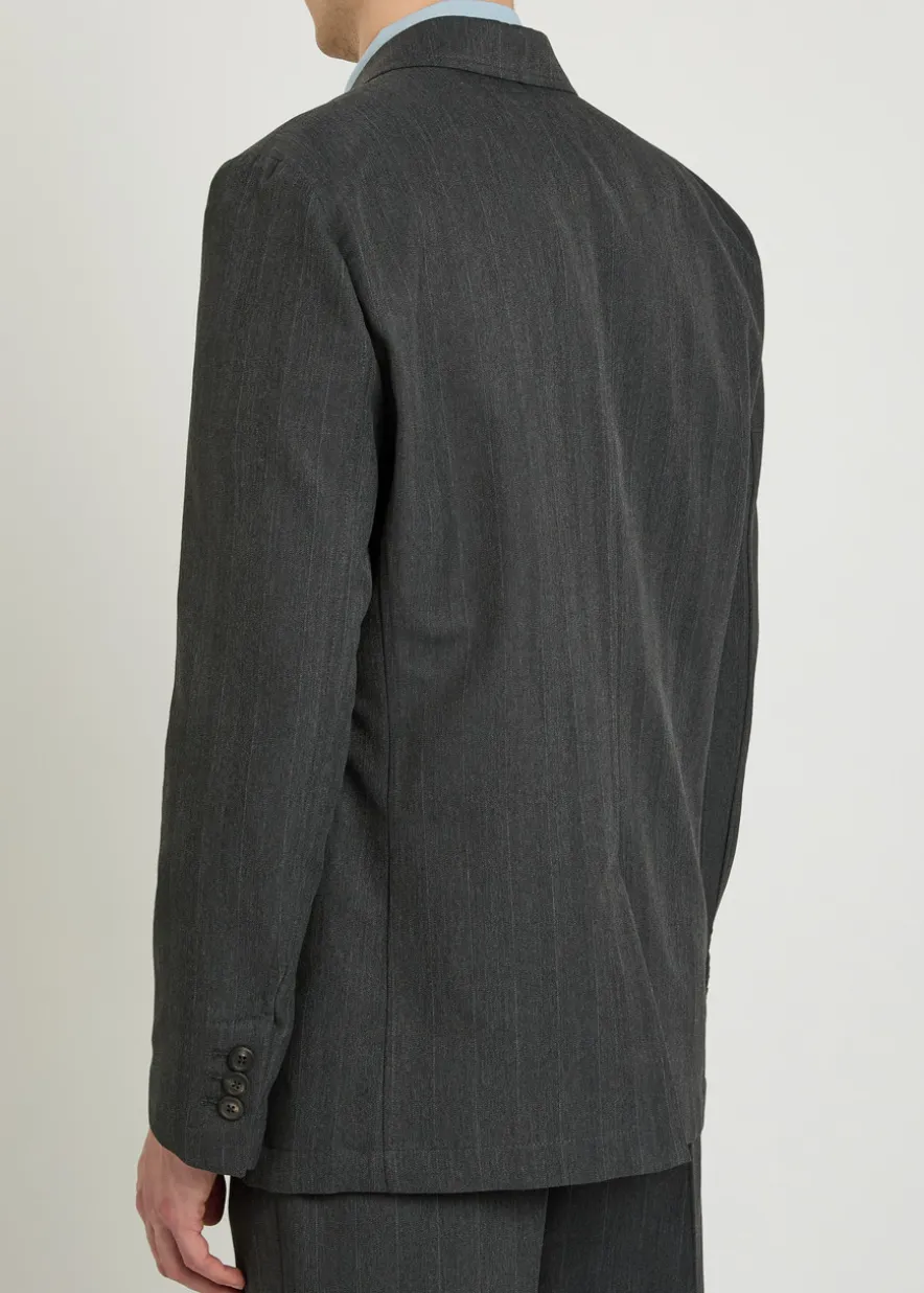 Unconstructed Ceremony pinstriped woven blazer