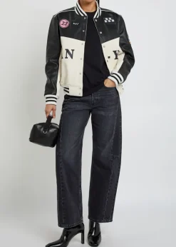 Unisex quilted appliquéd leather jacket