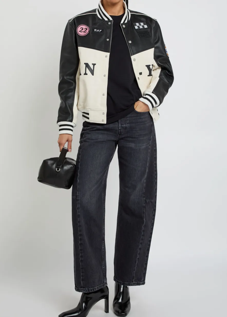 Unisex quilted appliquéd leather jacket
