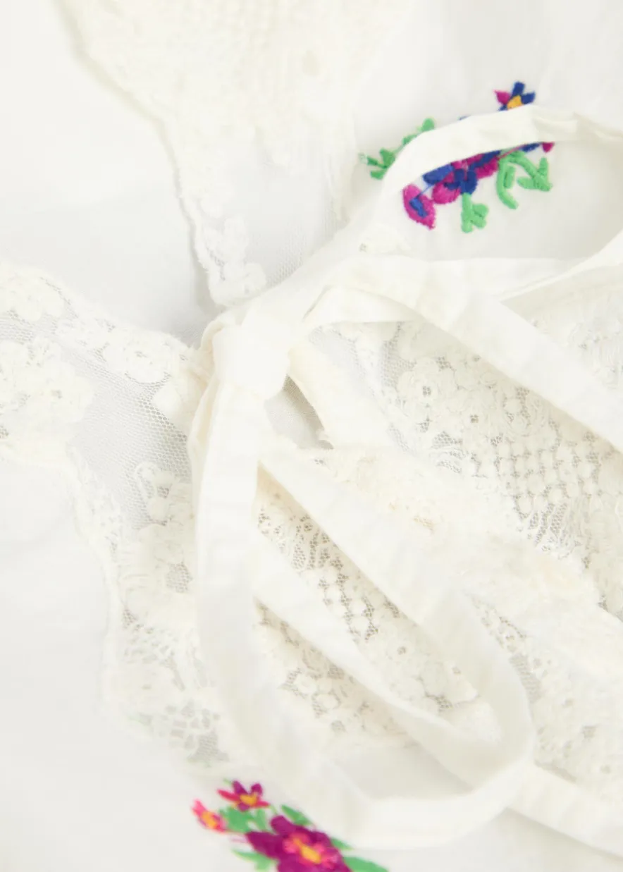 Ursula floral-embroidered cotton top