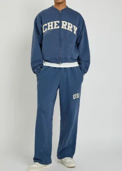 USA appliquéd cotton sweatpants