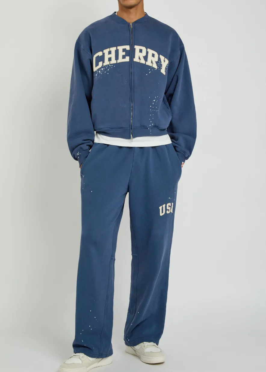 USA appliquéd cotton sweatpants