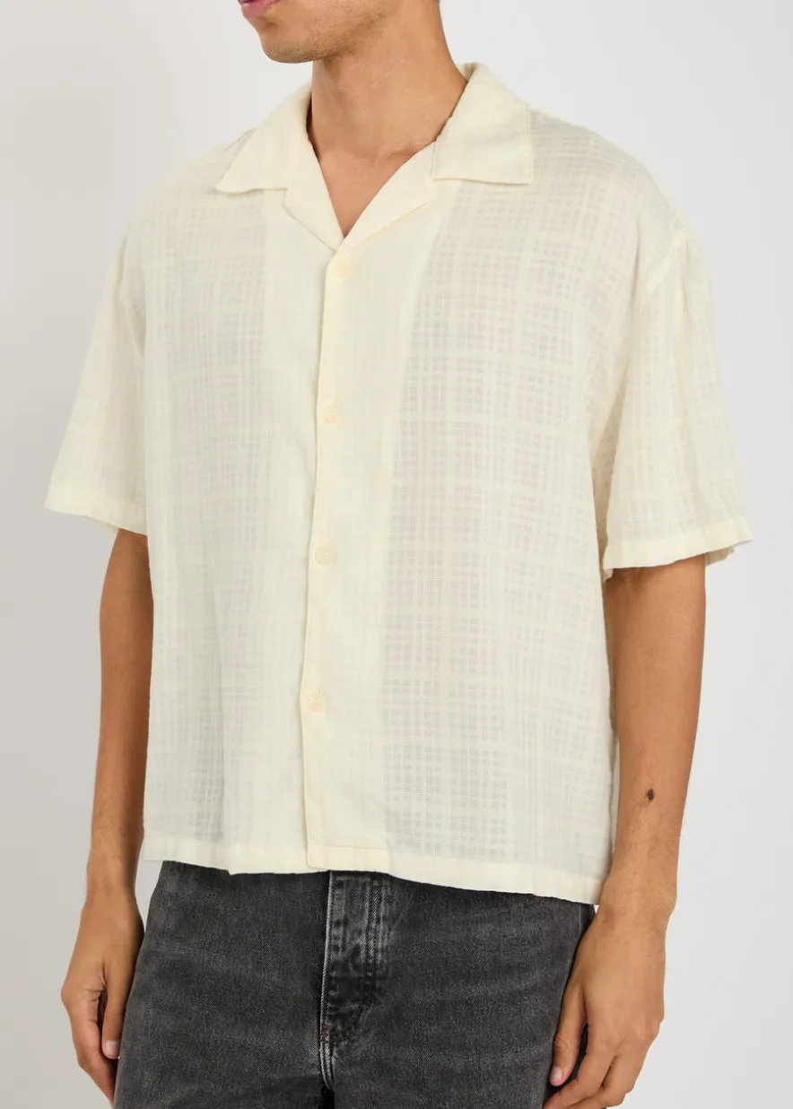Vacation checked-weave cotton shirt