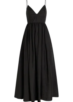Vacation pleated ramie maxi dress