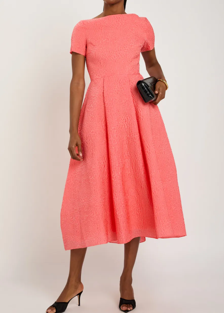 Vaela wide-neck cloqué midi dress