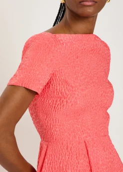 Vaela wide-neck cloqué midi dress