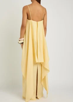 Valencia draped linen maxi dress