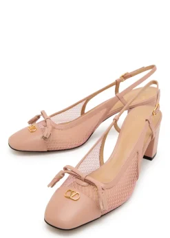 Valet Du Roi 60 mesh and leather slingback pumps