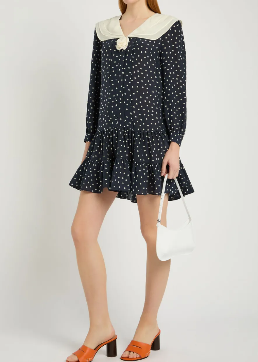 Valetta polka dot silk-chiffon mini dress