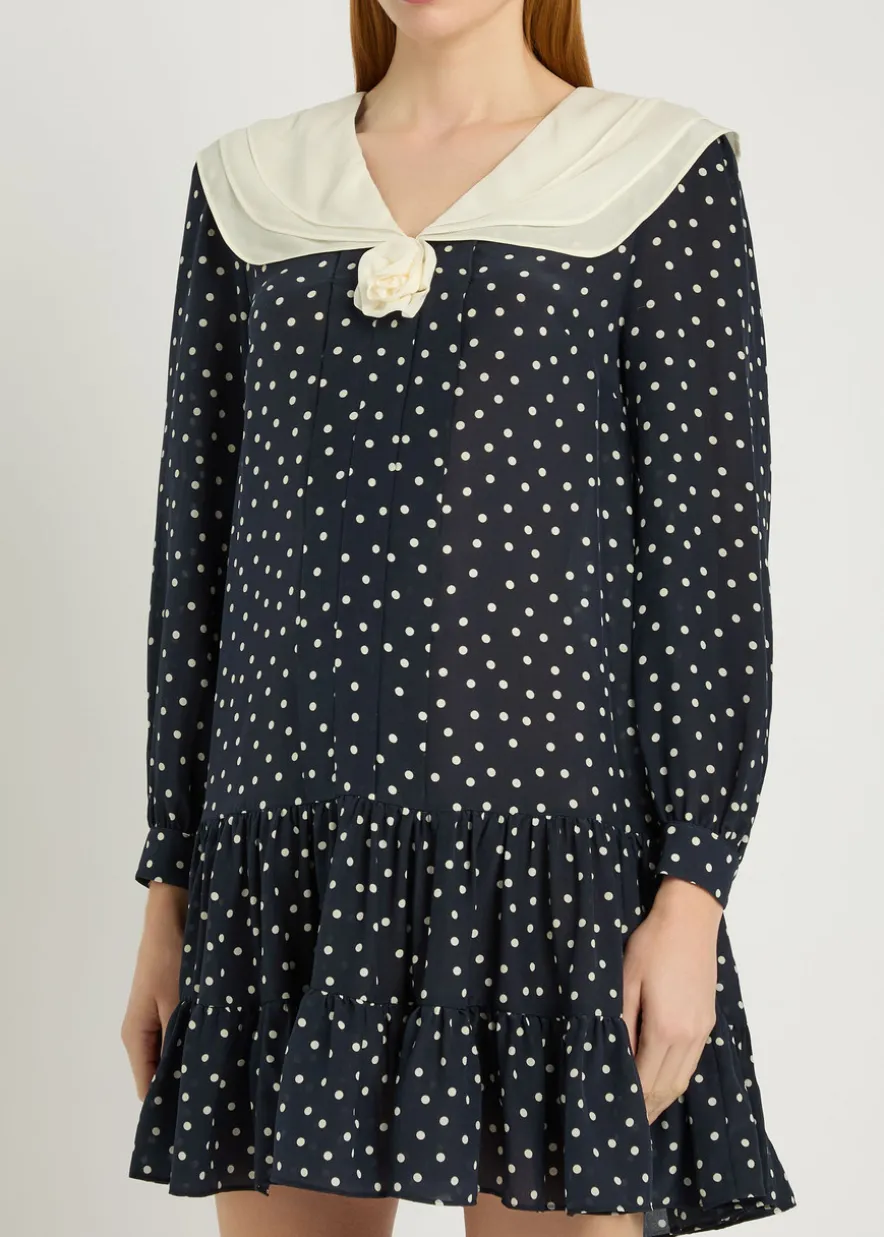 Valetta polka dot silk-chiffon mini dress