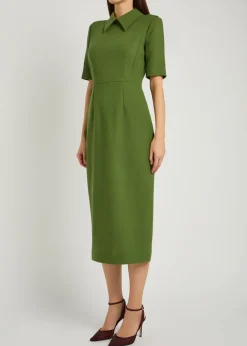 Valetta wool-crepe midi dress