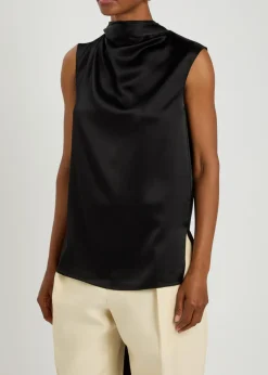 Vali scarf-effect draped satin top