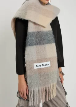 Vally checked wool-blend scarf