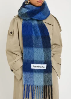 Vally checked wool-blend scarf