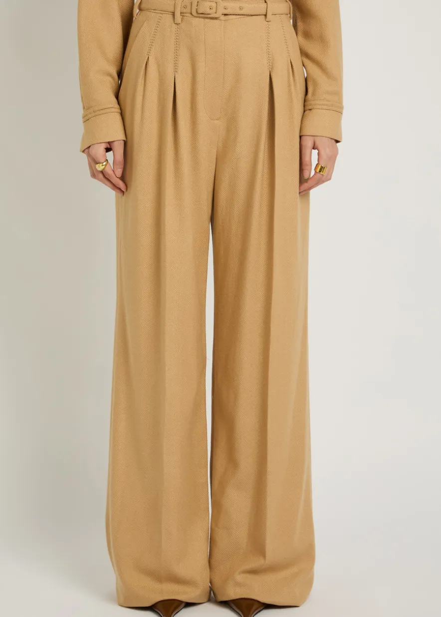 Vargas herringbone cashmere and silk-blend trousers