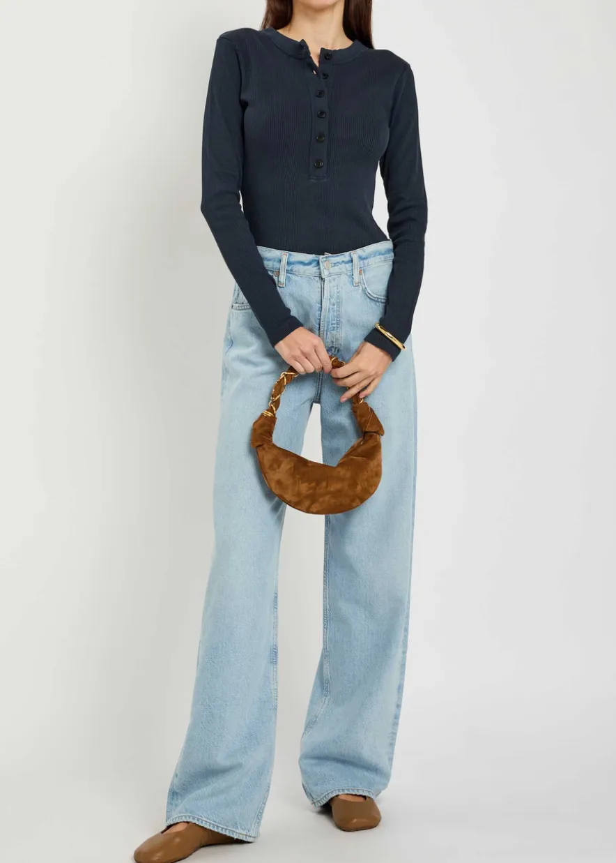 Varra ribbed cotton-blend henley top