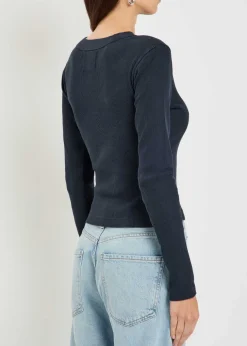 Varra ribbed cotton-blend henley top