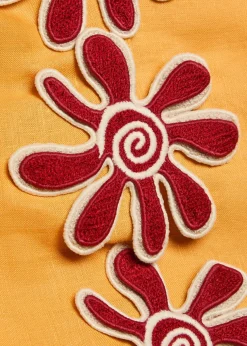 Veneta floral-appliquéd linen mini dress