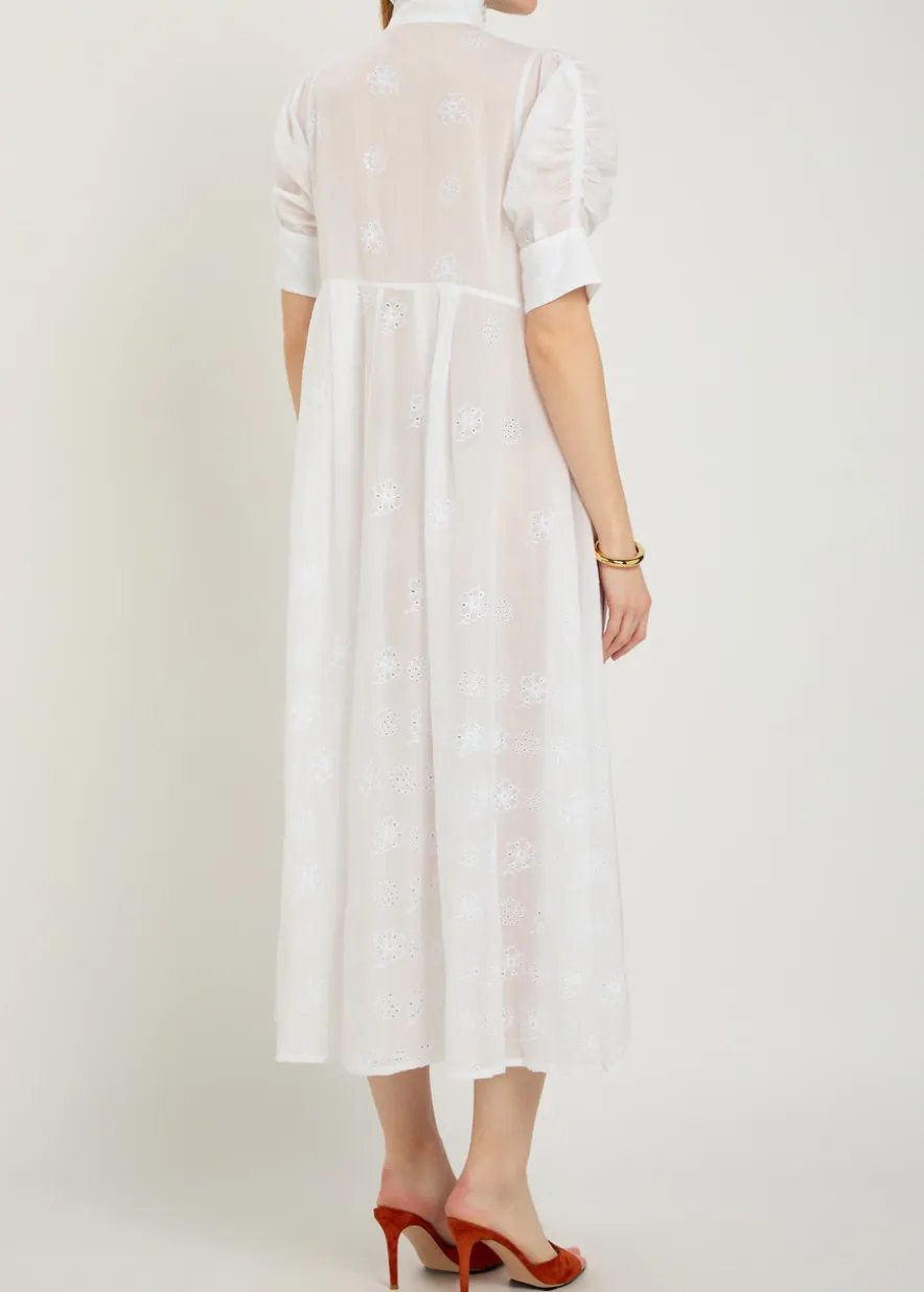 Venetia embroidered cotton midi shirt dress