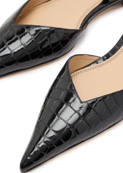 Victoria Angle crocodile-effect patent leather slingback flats