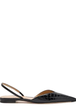 Victoria Angle crocodile-effect patent leather slingback flats