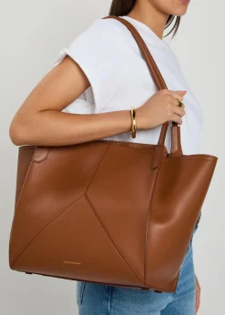 Victoria panelled leather tote bag