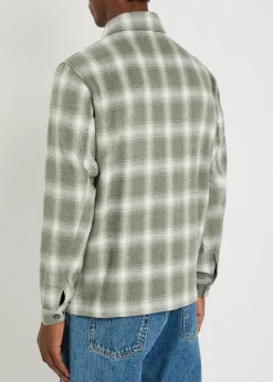 Vienna plaid brushed wool-blend overshirt