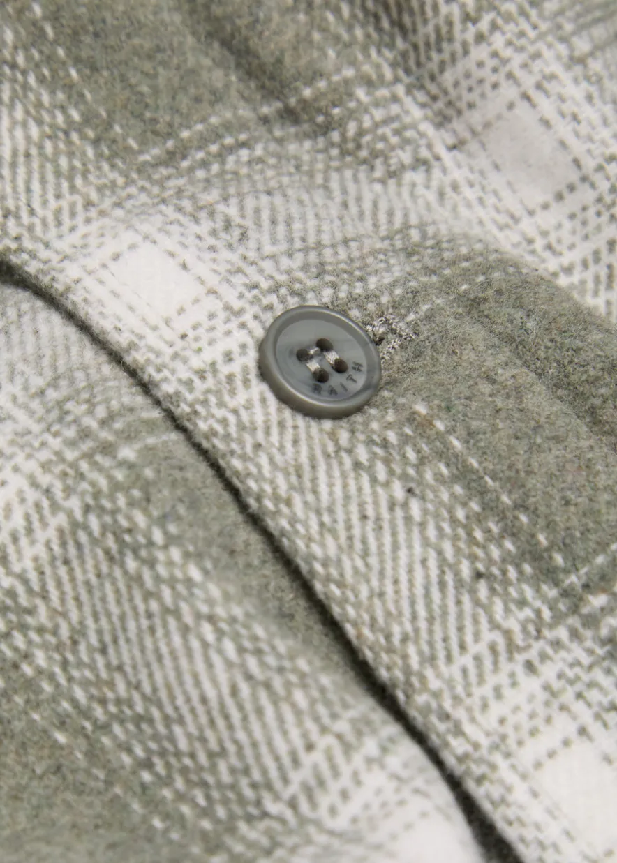 Vienna plaid brushed wool-blend overshirt