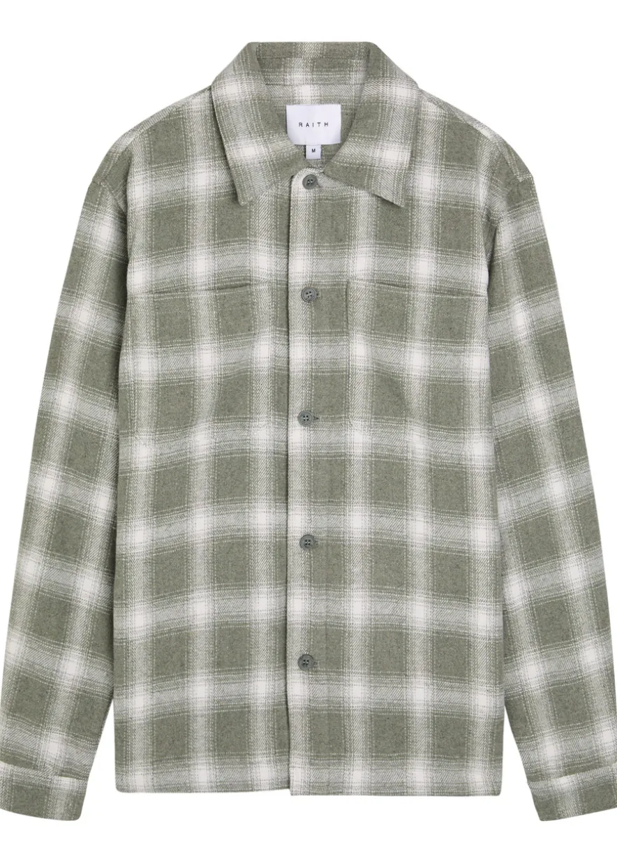 Vienna plaid brushed wool-blend overshirt