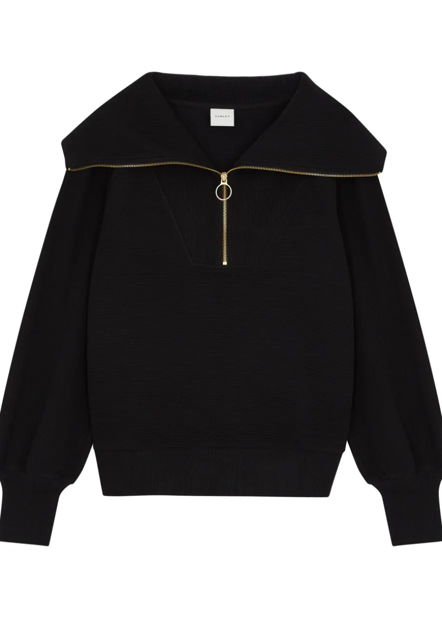 Vine ribbed stretch-cotton half-zip sweatshirt