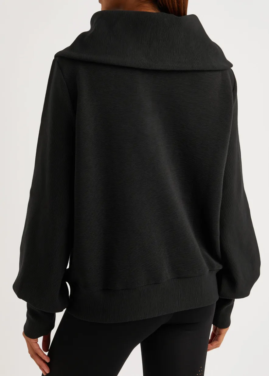 Vine ribbed stretch-cotton half-zip sweatshirt