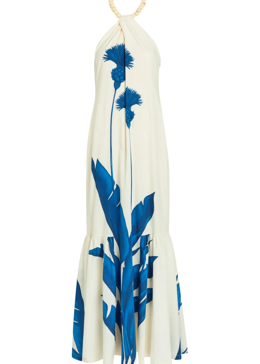 Vivar Contigo floral-print halterneck cotton midi dress