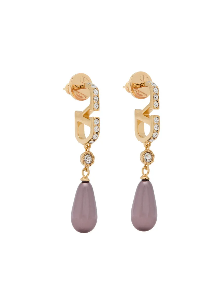 VLogo crystal-embellished drop earrings