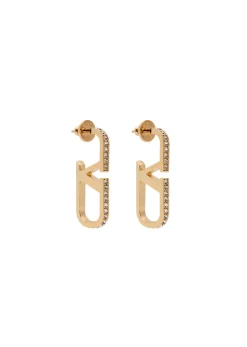 VLogo crystal-embellished hoop earrings