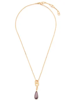 VLogo crystal-embellished necklace