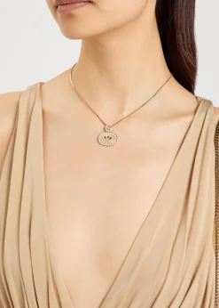 VLogo crystal-embellished two-toned necklace