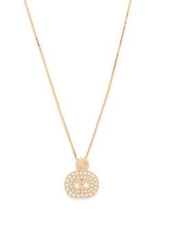 VLogo crystal-embellished two-toned necklace