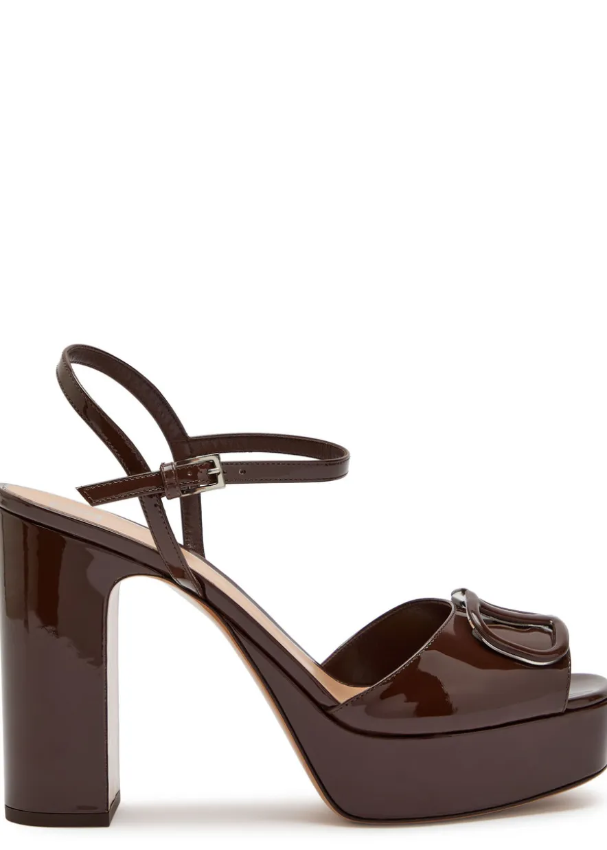 VLogo 120 glossed leather platform sandals