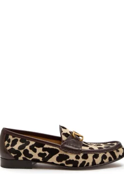 VLogo leopard-print calf-hair loafers