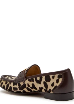 VLogo leopard-print calf-hair loafers