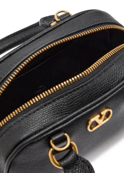 VLogo mini pebbled leather top handle bag